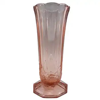 (image for) Jobling #11400 Pink Art Deco Glass Bird + Panel Vase