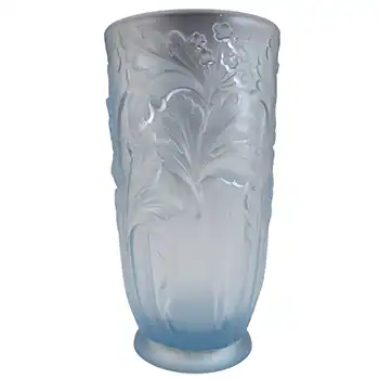 (image for) Jobling #11800 Vintage Blue Art Deco Glass Celery Vase