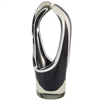 (image for) SIGNED Kumela Finnish Black Glass Vase by Sulo Grönberg