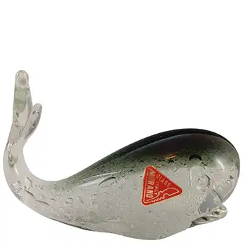 (image for) LABELLED Ferro & Lazzarini Murano Bubbly Black Glass Whale Sculpture