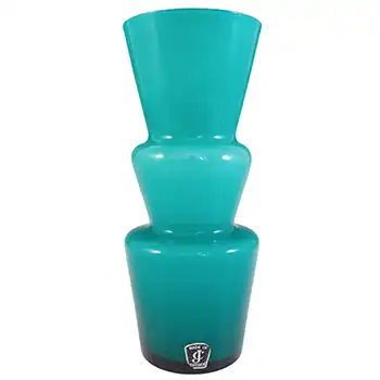 (image for) Lindshammar / Alsterbro / JC Swedish Turquoise Hooped Glass Vase