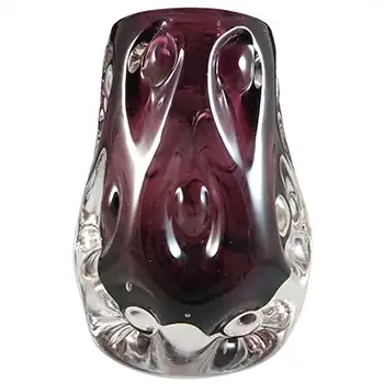 (image for) MARKED Liskeard 1970's Purple Glass "Knobbly" Vase by Jim Dyer