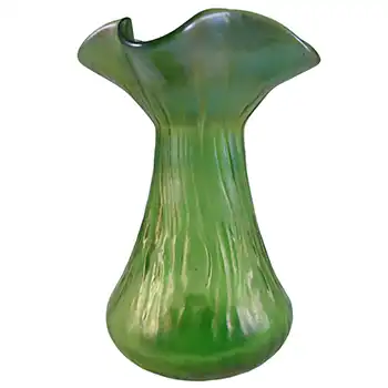 (image for) Loetz / Lötz Art Nouveau Antique Green Glass Creta Rusticana Vase