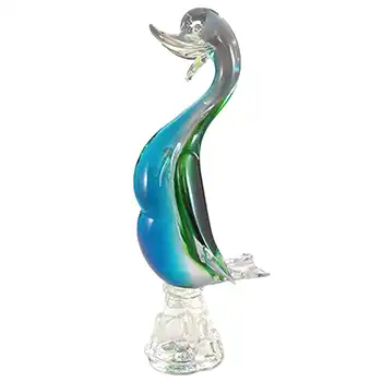 (image for) Murano Blue & Green Venetian Glass Swan / Duck Figurine