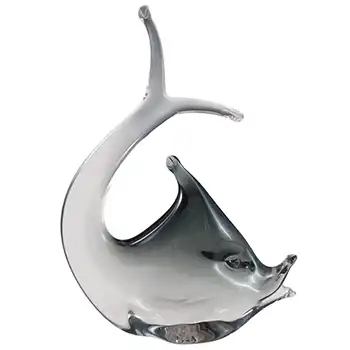 (image for) Murano Smoky Black & Clear Glass Fish Sculpture - Labelled