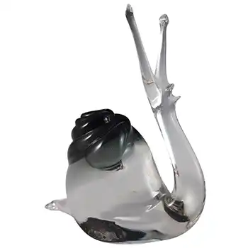 (image for) Murano Smoky Black & Clear Glass Snail Sculpture - Labelled