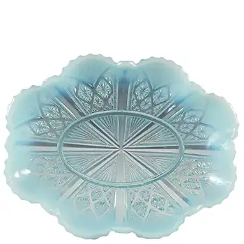 (image for) Davidson 1900s Blue Pearline Glass 6.75" Lords & Ladies Bowl