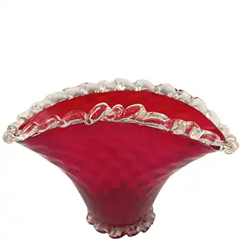 (image for) Murano / Venetian Red Glass & Gold Leaf Vintage Vase