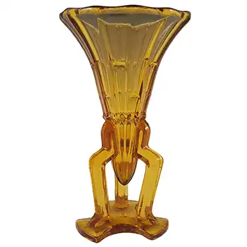 (image for) Art Deco Czech 1930's Vintage Amber Glass Rocket Vase