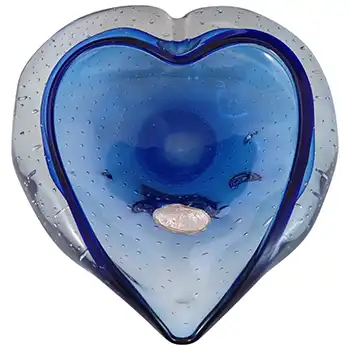 (image for) LABELLED Romanian Blue Glass Controlled Bubbles Bowl