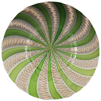 (image for) Salviati Murano Zanfirico & Aventurine Green Glass Plate
