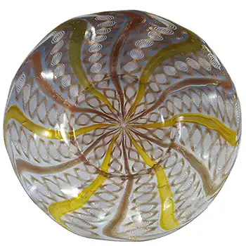 (image for) Salviati Murano Zanfirico & Copper Aventurine Yellow Glass Plate