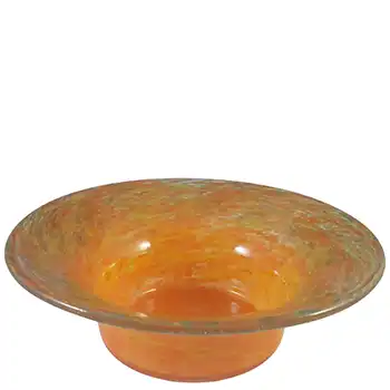 (image for) SIGNED Vasart Orange & Yellow Mottled Glass Bowl B009