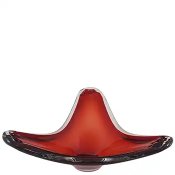 (image for) Swedish / Scandinavian Red & Clear Glass Vintage Bowl