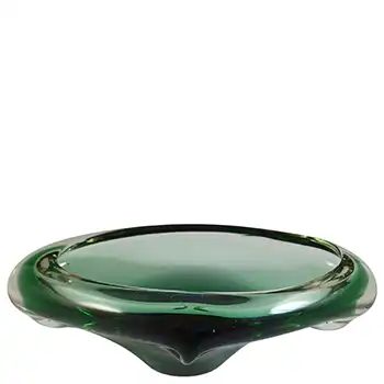 (image for) Skrdlovice #59106 Czech Green Glass Sculpture Bowl by Jan Beránek