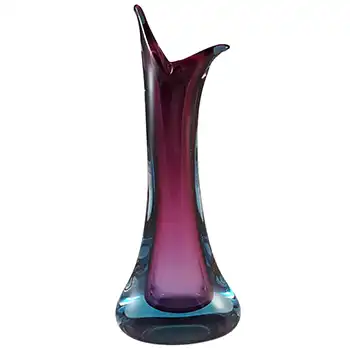 (image for) Murano Venetian Purple & Blue Vintage Sommerso Glass Vase