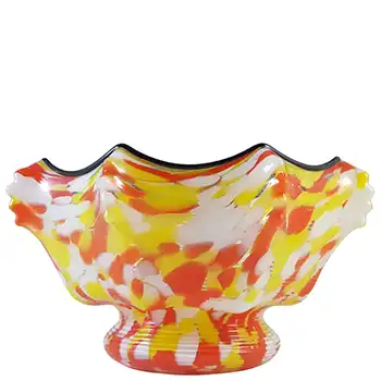 (image for) Welz Czech Red & Yellow Spatter Glass Knuckle Vase / Bowl