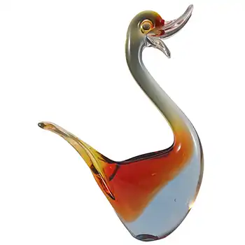 (image for) Murano Venetian Red & Blue Sommerso Glass Duck or Swan Sculpture