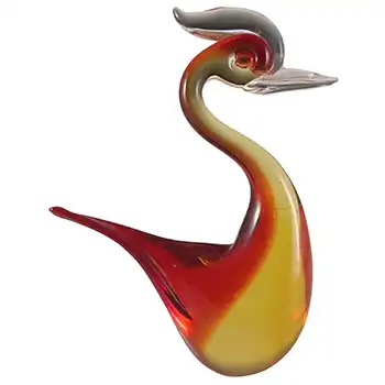 (image for) Murano Venetian Red & Amber Glass Vintage Swan Sculpture