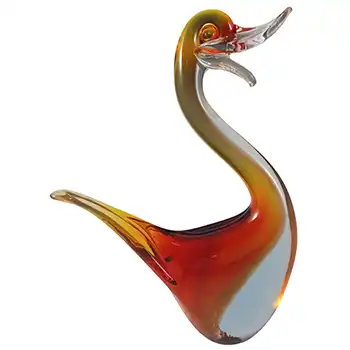 (image for) Murano Venetian Red & Blue Sommerso Glass Duck or Swan Figurine