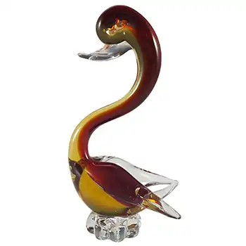 (image for) Murano Venetian Red & Amber Sommerso Glass Swan Sculpture
