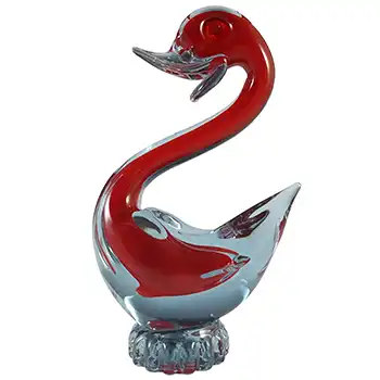 (image for) Murano Red & Neodymium Lilac / Blue Sommerso Glass Swan