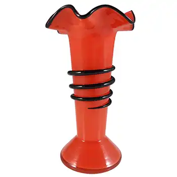 (image for) Czech / Bohemian 1930's Red & Black Tango Glass Vase
