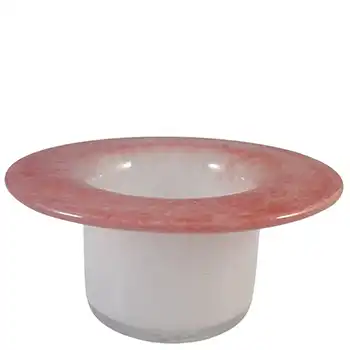 (image for) SIGNED Vasart Pink & White Mottled Glass Posy Bowl B033