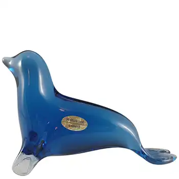 (image for) Wedgwood Blue Glass Seal Paperweight RSW237 - Marked