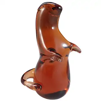 (image for) Wedgwood Topaz / Amber Glass Otter Paperweight RSW416 - Marked