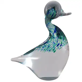 (image for) MARKED Wedgwood Speckled Blue & Green Glass Duck RSW232