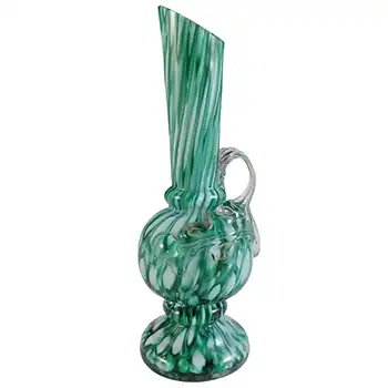 (image for) Welz Czech Honeycomb Green & White Spatter Glass Vase