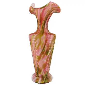 (image for) Welz Czech / Bohemian Pink & Green Aventurine Spatter Glass Vase