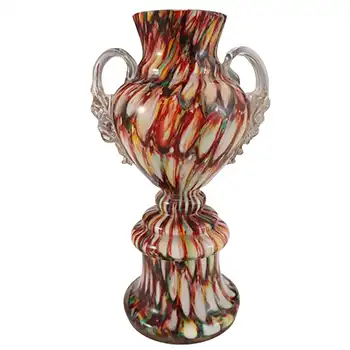 (image for) Welz Bohemian Honeycomb Spatter Glass Trophy Vase