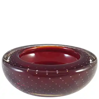 (image for) Whitefriars #9099 Ruby Red Glass Controlled Bubble Vintage Bowl