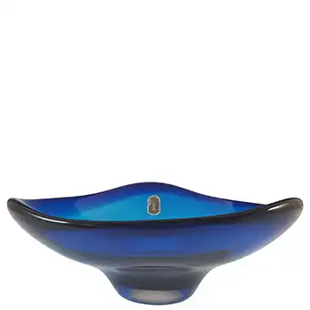 (image for) Whitefriars #9516 Cased Blue Glass Three Sided Bowl