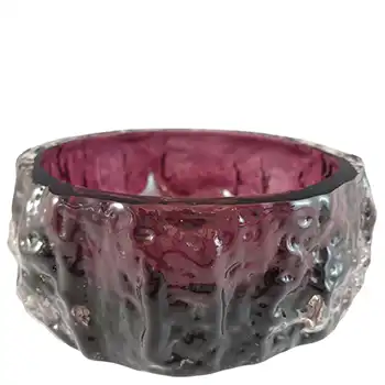 (image for) Whitefriars #9688 Baxter Aubergine Glass Textured Bark Bowl