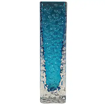 (image for) Whitefriars #9683 Baxter Kingfisher Blue Glass 6.75" Nailhead Vase