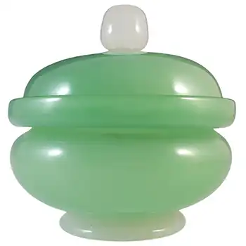 (image for) Stevens & Williams Green Alabaster Glass Powder Bowl