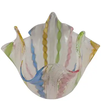 (image for) Murano Glass Zanfirico Fazzoletto Handkerchief Vase