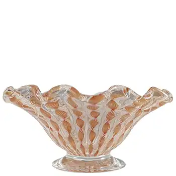(image for) Murano Venetian Pink & White Glass Vintage Zanfirico Bowl
