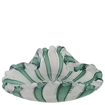 (image for) Fratelli Toso? Murano Green & White Glass Zanfirico Bowl