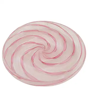 (image for) Murano Pink, White & Copper Aventurine Glass Zanfirico Bowl