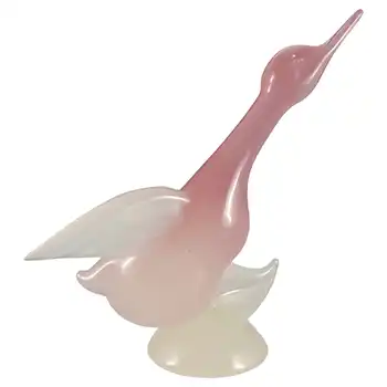 (image for) Archimede Seguso Alabastro Pink & White Murano Glass Duck