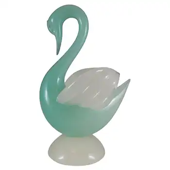(image for) Archimede Seguso Murano Green Alabastro Glass Swan Sculpture