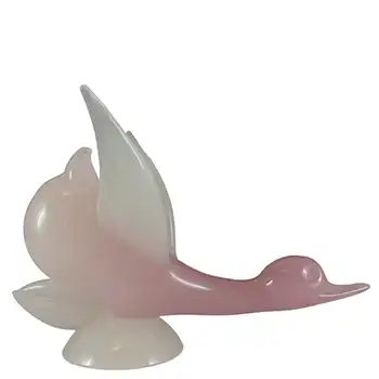 (image for) Archimede Seguso Murano Pink Alabastro Glass Duck Sculpture