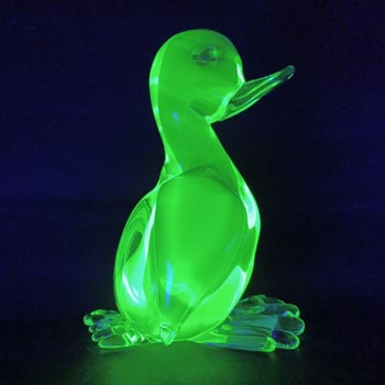 (image for) Arte Nuova Pustetto & Zanetti Murano Blue & Uranium Sommerso Glass Duck