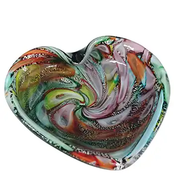 (image for) Murano Vintage Silver Leaf & Coloured Murrine Canes Black Glass Bowl