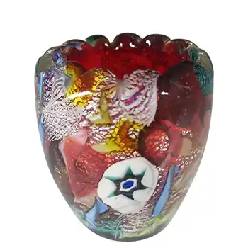 (image for) AVEM Murano Zanfirico Bizantino / Tutti Frutti Red Glass Miniature Vase