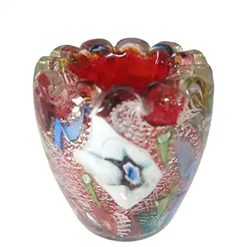 (image for) AVEM Murano Zanfirico Bizantino / Tutti Frutti Red Glass Mini Vase